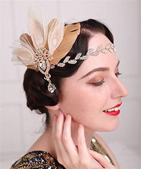 Aimimier 1920s Great Gatsby Headpiece Flapper Feather Hair Clip ... - Clip Art Library