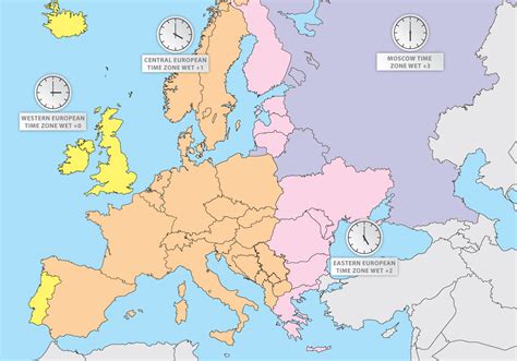 Time Zones Of Europe Europe Map Vector - Download Free Vector Art, Stock Graphics & Images