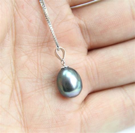 Black Pearl Pendant Necklace,drop Pearl Necklace,bridal Gift,single Pearl Pendant Necklace ...