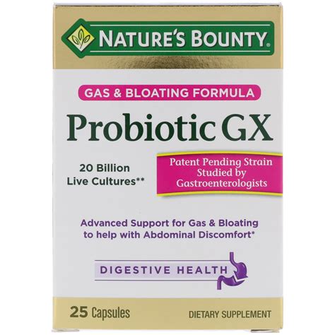 Nature's Bounty, Probiotic GX, Gas & Bloating Formula, 25 Capsules | By ...