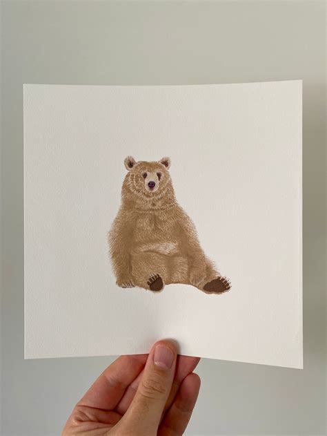 Brown Bear Illustration Print Illustrated Print Bear - Etsy