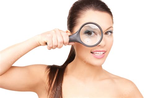 Woman With Magnifying Glass Funny, Closeup, Exploration, Pretty PNG ...
