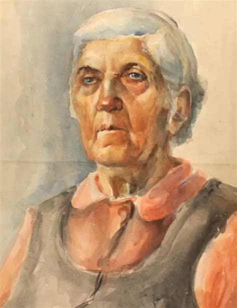 ANTIQUE WATERCOLOR PAINTING portrait of old woman $84.00 - PicClick