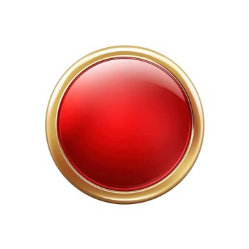 Red Round Button With Golden Outline, Sparkling, Shine, Romance PNG Transparent Image and ...
