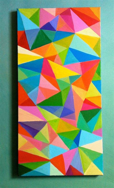 Abstract painting / Triangles of color / acrylic paint / blue red yellow ... | Geometric ...