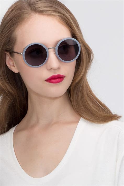 Well - Round Light Blue Frame Prescription Sunglasses | Eyebuydirect