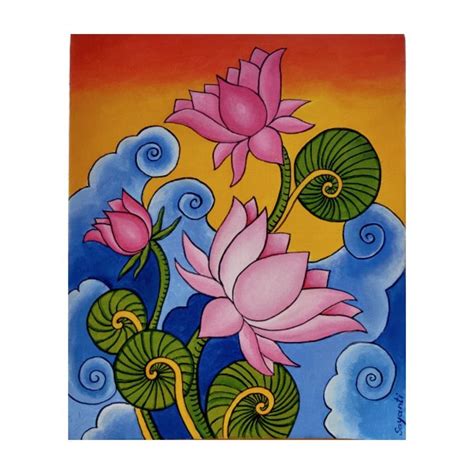 Lotus - Kerala Mural style painting. | Kerala mural painting, Painting, Folk art painting