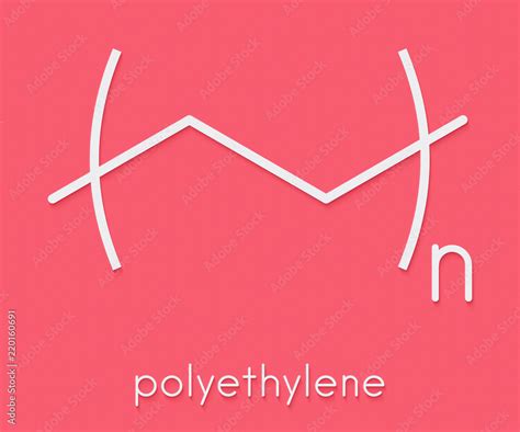 Polyethylene (PE, polythene, polyethene) plastic, chemical structure ...