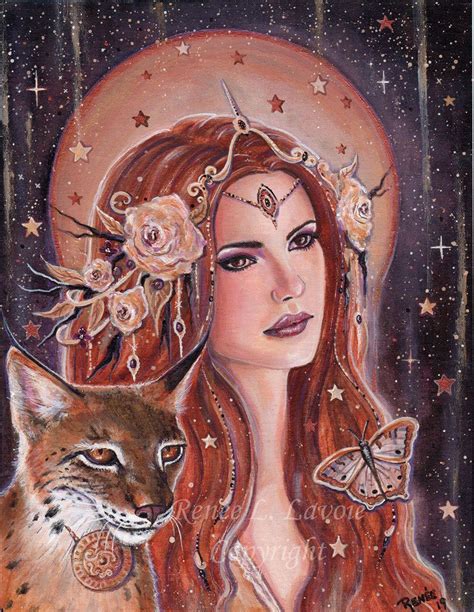 Mythology Norse Goddess Freya With Lynx and Butterfly Fantasy Art ...