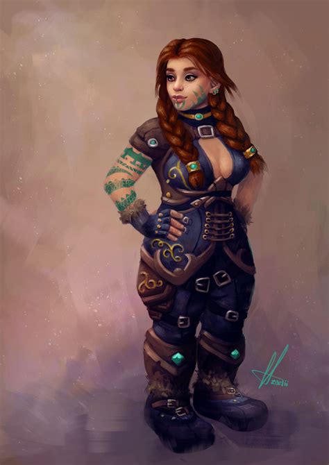 Heithaeowyn Wildhammer Dwarf by Sammy Hancock | Female dwarf, Dungeons ...