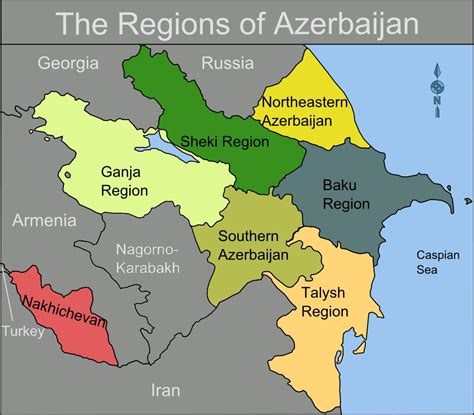 Mappa di Azerbaijan Regione | Europa Mappa Regione Citta