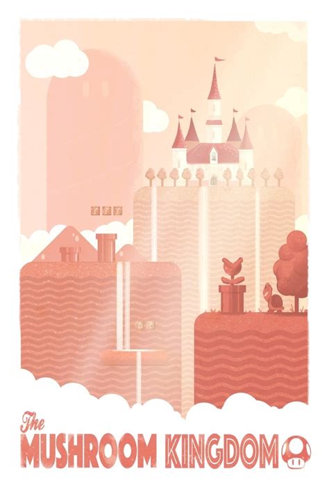 Mushroom Kingdom Travel Poster, an art print by Martin Montgomery | Travel posters, Art prints ...