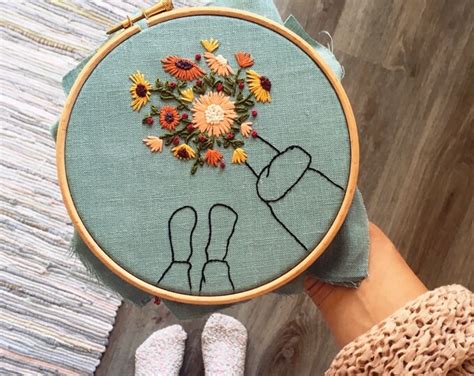 Flower Bouquet Hand Embroidery Hoop / Modern Hand Embroidery - Etsy