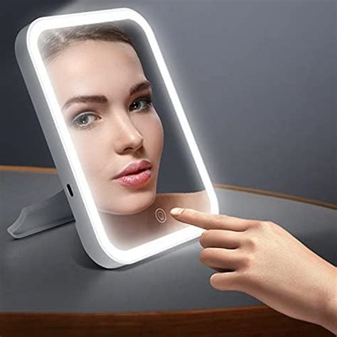 Makeup Mirror with Led Lights,Stand & USB Rechargeable & Touch Screen ...