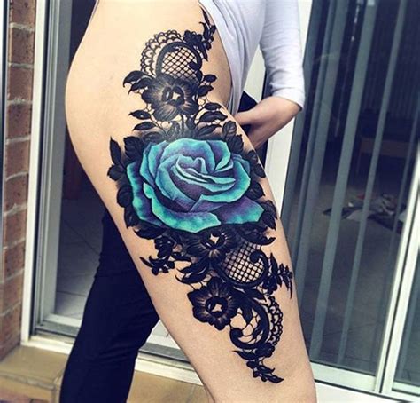 Black Lace & Blue Rose Girls Thigh Piece