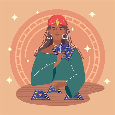 fortune teller woman with cards 11379092 Vector Art at Vecteezy