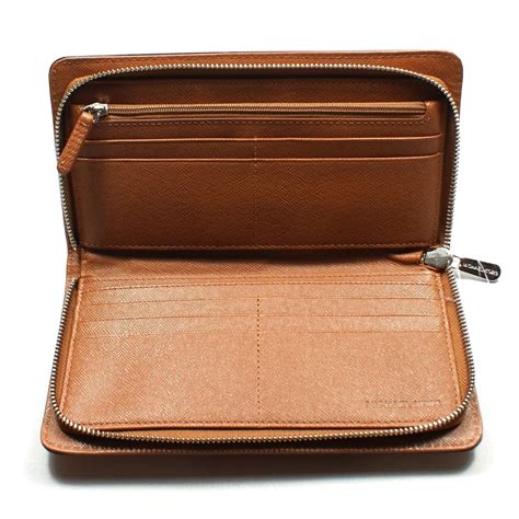 Michael Kors Hamilton Large Zip Around Genuine Leather Wallet/ Clutch Brown #32F1SHMZ3L ...