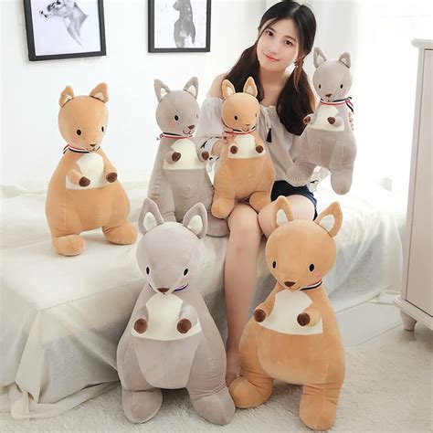 45/55 cm Soft Kangaroo Plush Toy Stuffed Animal Kangaroo Plush Soft Placating Toys Brand For ...