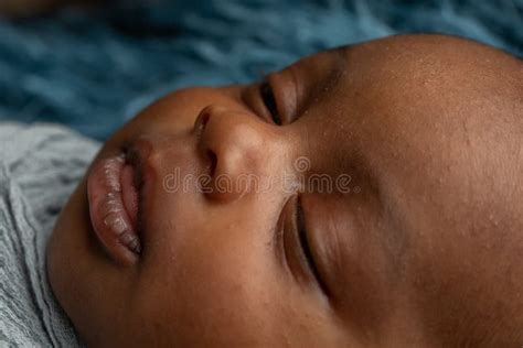 Newborn African American Boy Closeup Stock Photo - Image of newborn ...