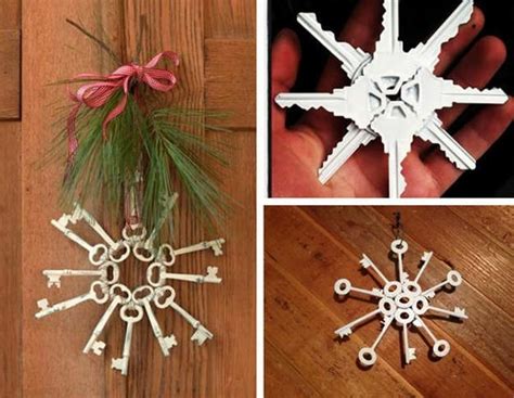 there are four different snowflakes made out of wood and paper with ...