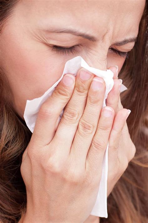 Woman Blowing Nose On Tissue #1 Photograph by Science Photo Library - Pixels