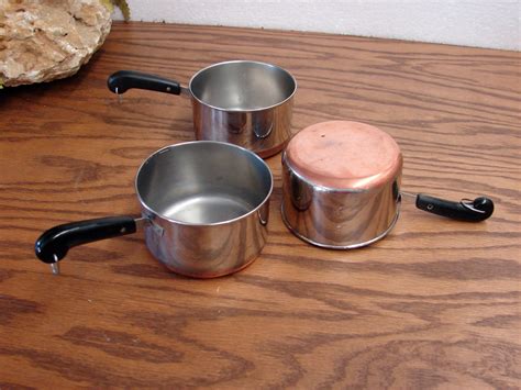 Vintage Revere Ware Copper Bottom Pots Pans Teapot Kitchen Cookware ...