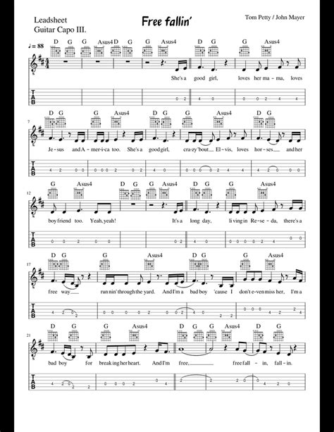 Free fallin sheet music for Guitar download free in PDF or MIDI