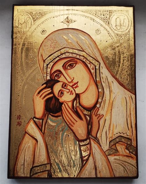 Hand Painted Icon of the Holy Mother of God, Mercy of the - Catawiki