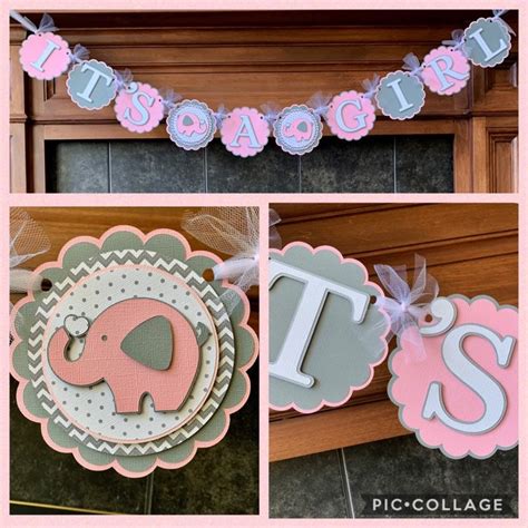 Pink Elephant Baby Shower Banner Girl Customized Elephant | Etsy