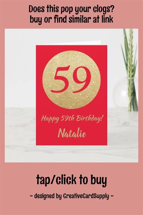 Happy 59th Birthday Red and Gold Glitter Card | Zazzle.com in 2020 | Happy 59th birthday ...