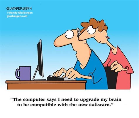 brain upgrade | Computer jokes, Today cartoon, Technology humor