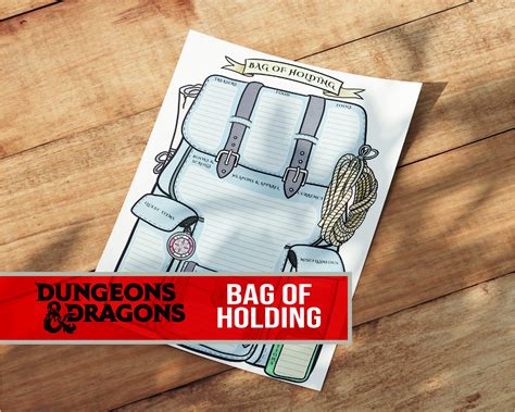 Dnd Bag of Holding practical Inventory Sheet 5th Edition - Etsy