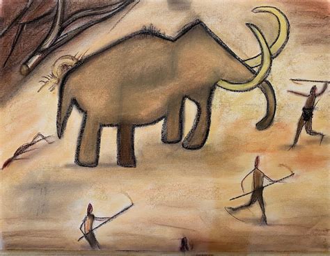 Stone Age Cave Art Woolly Mammoth Pastel Painting. - Etsy UK