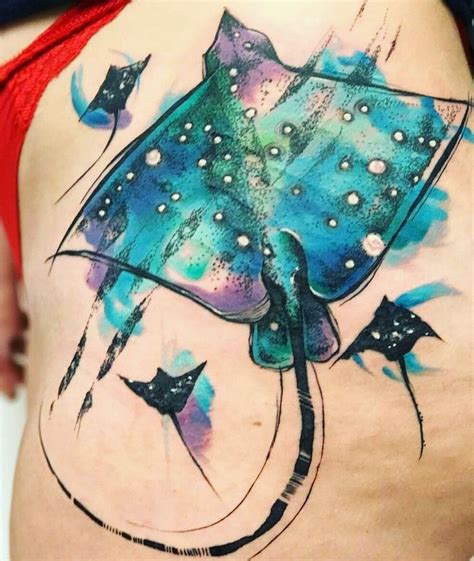 Watercolour Spotted Eagle Ray Tattoo Nautical tattoos Nautical-tattoos ...