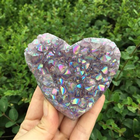 Natural aura amethyst quartz crystal cluster heart shape healing stones-in Stones from Home ...