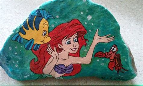 The Little Mermaid | Painted rocks kids, Rock painting tutorial, Hand painted