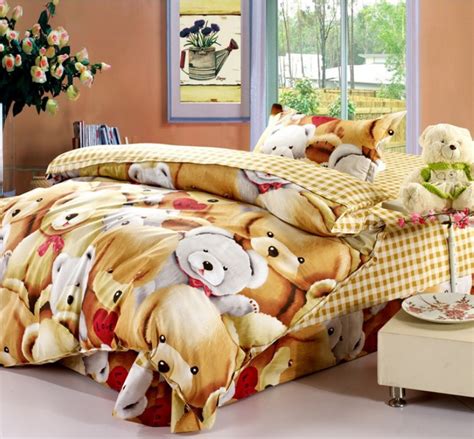 Lovely Teddy Bears Hug Kids bedding sets Children Comforter Cover set Quilt Cover Bed Sheet ...