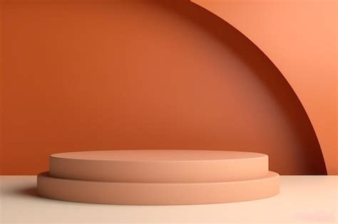 Premium Photo | A close up of a white pedestal on a table with a orange wall generative ai