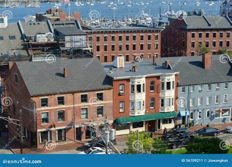 Portland Historic Fore Street and Old Port, Maine, USA Editorial Photo ...