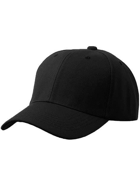 Mens Plain Baseball Cap Adjustable Curved Visor Hat - Black - Walmart.com | Outfits with hats ...