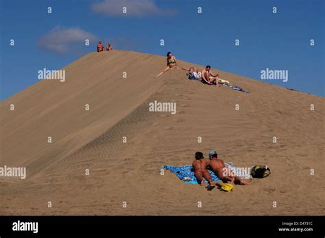 Maspalomas Playa del Inglés Spain Canary Islands Gran Canaria nudism Stock Photo, Royalty Free ...