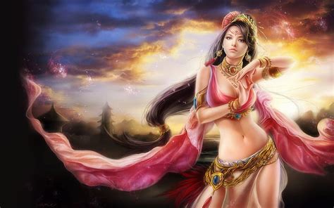 1366x768px | free download | HD wallpaper: Beautiful Asian fantasy girl ...