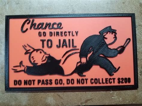 Go Directly To Jail 3d printed Monopoly Chance Card wall | Etsy