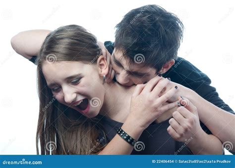 Vampire Teenage Boy Biting Neck Of Teenage Girl Stock Images - Image ...