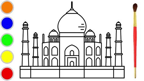 How to Draw a Taj Mahal | Taj Mahal Coloring Pages For Kids | Taj Mahal Drawing For Kids - YouTube