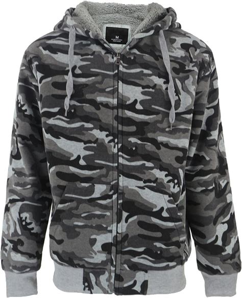 Gary Com Camo Sherpa Fleece Lined Hoodies for Men Zip Up Big and Tall ...