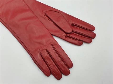 Leather Gloves With touch Screen Coating Women's Winter Leather Gloves Color Red All Sizes ...