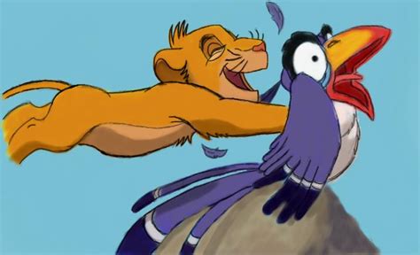 Simba Pounces on Zazu by Hockeygoalie21 on DeviantArt