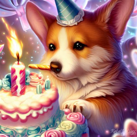 corgi blows candle at birthday party by xRebelYellx on DeviantArt