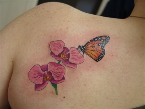 orchid and butterfly tattoo by Blaze Schwaller: TattooNOW